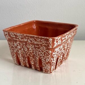 Anthropologie Terracotta Square Ceramic Berry Basket